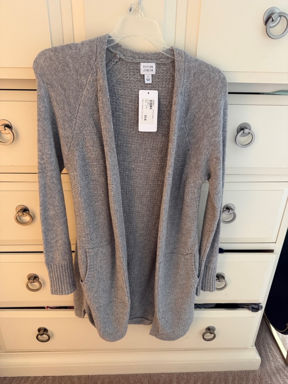 Holebrook Heather Gray Open-Front Knit Cardigan